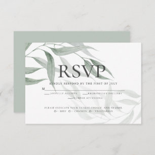 Invitation Choix de repas RSVP Feuilles d'aquarelle vert po