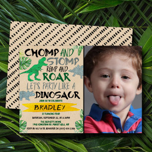Invitation Chomp & Stomp ! Dinosaur à tout âge Anniversaire P