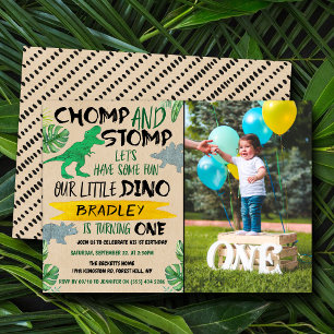Invitation Chomp & Stomp ! Dinosaur Boys 1er Anniversaire Pho