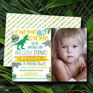 Invitation Chomp & Stomp ! Dinosaur Boys 2e photo d'anniversa
