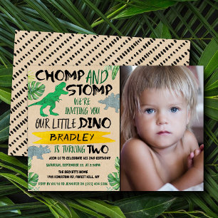 Invitation Chomp & Stomp ! Dinosaur Boys 2e photo d'anniversa