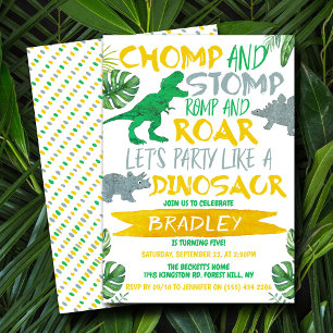 Invitation Chomp & Stomp ! Dinosaur Garçons N'Importe Quel Âg