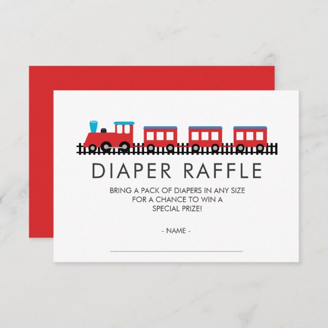 Invitation CHOO CHOO TRAIN Baby shower Déchets Raffle Billet (Devant / Derrière)