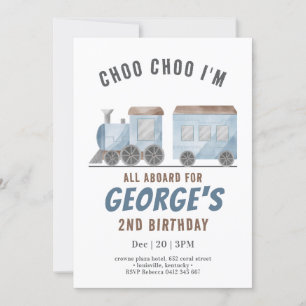 Invitation ChooChoo Transport de véhicule ferroviaire Anniver