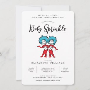 Invitation Chose Un Chose Deux Jumeaux Rouges Baby Sprinkle