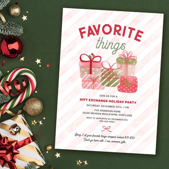 Invitation Choses préférées Amis Gite Échange de cadeaux (Créateur téléchargé)