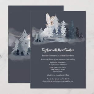 Invitation Chouette bleu gris bleu gris d'aquarelle