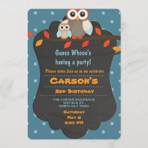 Invitation Chouette d'anniversaire de la forêt de Cute