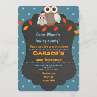 Invitation Chouette d'anniversaire de la forêt de Cute