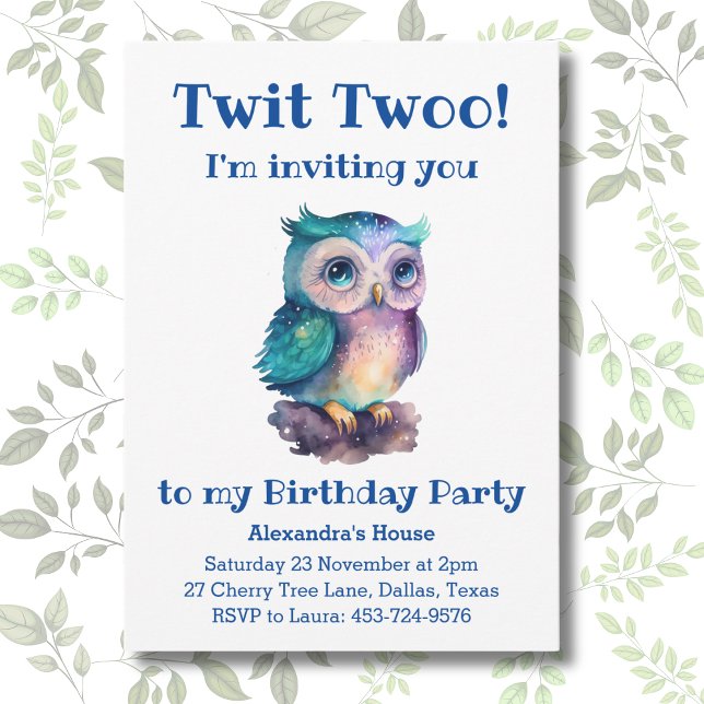 Invitation Chouette des enfants de bois mignonne Anniversaire (Créateur téléchargé)