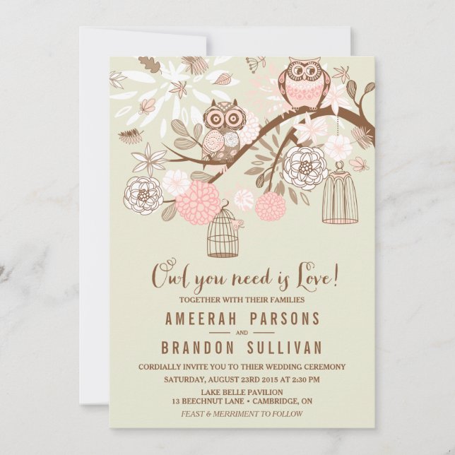 Invitation Chouette dont vous avez besoin est amour Chouette  (Devant)