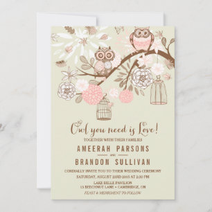 Invitation Chouette dont vous avez besoin est amour Chouette 