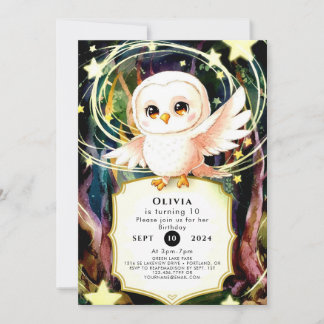 Invitation Chouette magique colorée Anniversaire