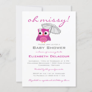 Invitation Chouette mignonne avec Baby shower Parasol Invitat