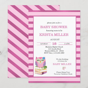 Invitation Chouette Violette Rose Apporte Un Baby shower De L