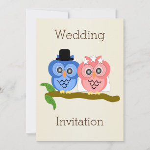 Invitation Chouettes Design Champagne Mariage couleur