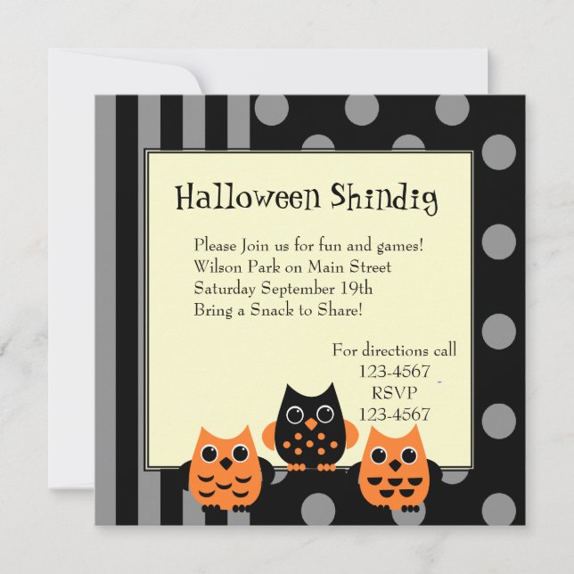 Invitation Chouettes d'Halloween (Devant)