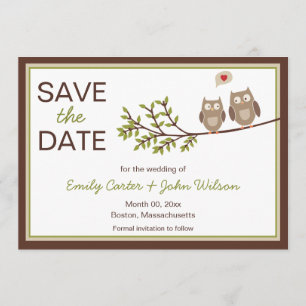 Invitation Chouettes mignonnes Enregistrer la date de l'annon