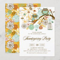 Chouettes vintages d'automne Thanksgiving Diner In