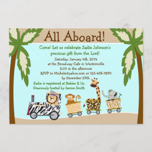 Invitation chrétienne de baby shower de train