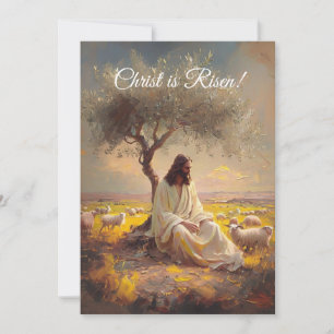 Invitation Christ vintage ressuscité Pâques chrétien religieu