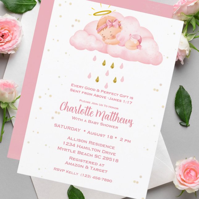 Invitation Christain Religieux Heavent Envoyé Filles Baby sho (Créateur téléchargé)