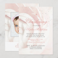 Christening Baptême Photo Girl Rose Argent