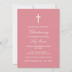 Invitation Christening classique rose pâle