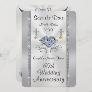 Invitation Christian 60th Save the Date Anniversary Party