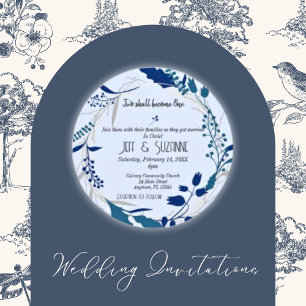 Invitation Christian Floral Wreath Two Devient Un Mariage