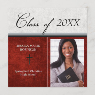Invitation Christian Parochial School Photo Graduation Rouge