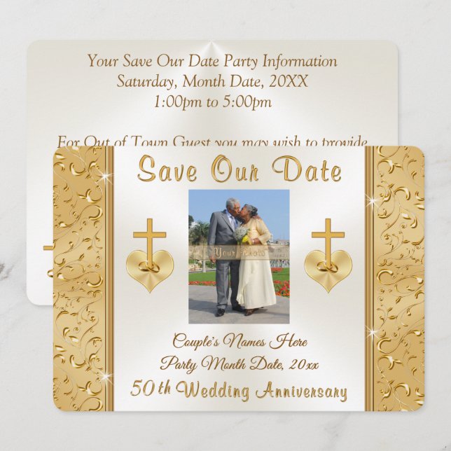 Invitation CHRISTIEN Sauvegarder la date 50e anniversaire de  (Devant / Derrière)