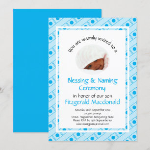Invitation Christine   BÉNÉDICTION DU NOM   Cyan Blue   Photo