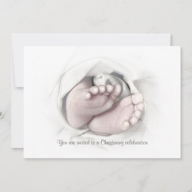 Invitation Christine pieds dessin crayon (Devant)