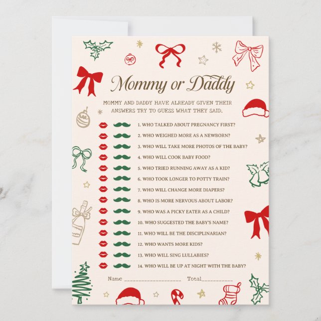 Invitation Christmas Baby Shower Guess Who Game DOWNLOADABLE  (Devant)