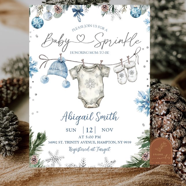 Invitation Christmas Baby Sprinkle clothesline Baby Shower (Créateur téléchargé)