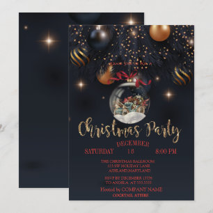 Invitation Christmas Ball Retro Car Black Company Party