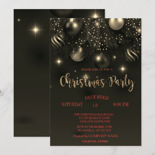 Invitation Christmas Balls Black Christmas Company Party