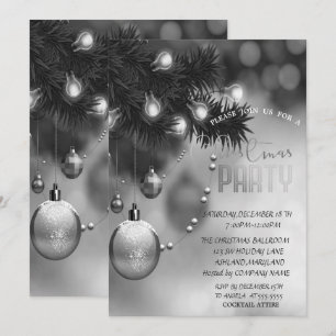 Invitation Christmas Balls Grey Corporate Christmas Party