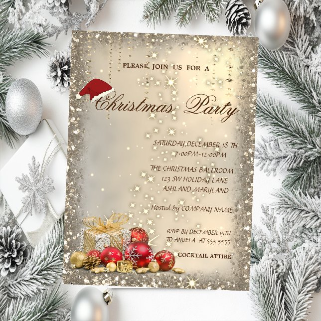Invitation Christmas Balls présente Parties scintillant Noël (Créateur téléchargé)