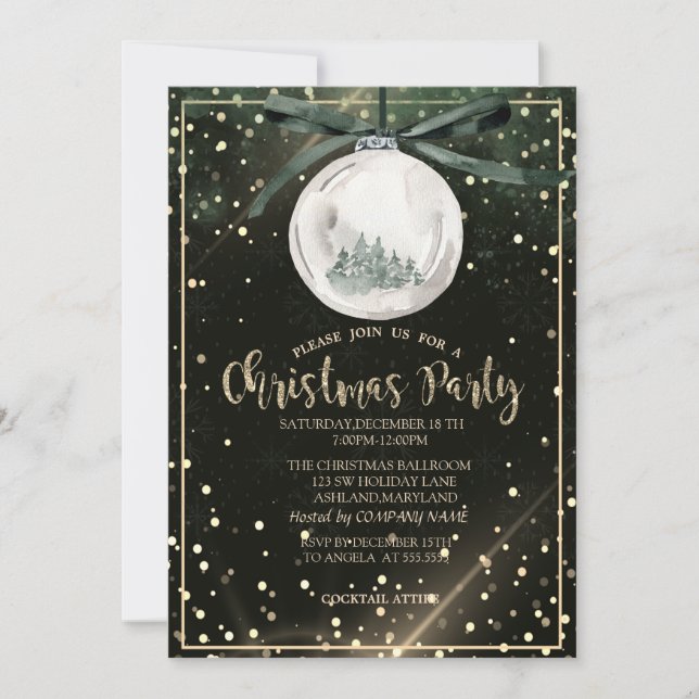Invitation Christmas Balls Trees Dots Compagnie Noël Fête (Devant)