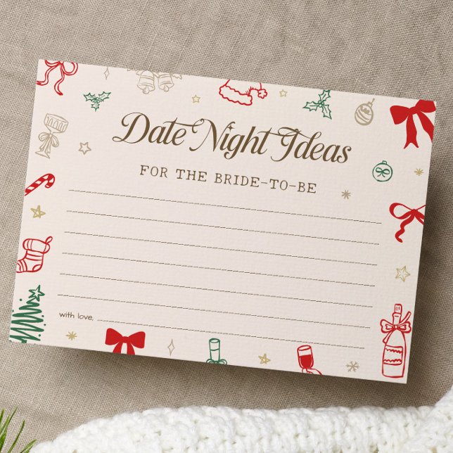 Invitation Christmas Bridal Shower Date Night Ideas Card (Créateur téléchargé)