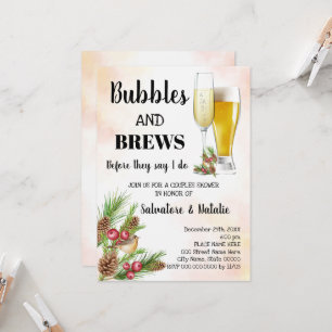 Invitation Christmas Bubble & Brews Couples Douche