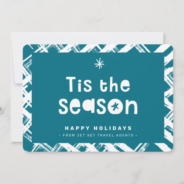 Invitation CHRISTMAS BUSINESS THANKS logo tis the season blue (Devant)