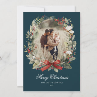 Invitation Christmas Card Watercolor botanical floral