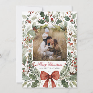 Invitation Christmas Card Watercolor botanical floral