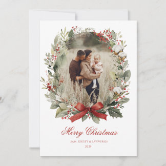 Invitation Christmas Card Watercolor botanical floral