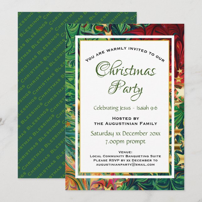 Invitation CHRISTMAS Christian Retro Parti personnalisé (Devant / Derrière)