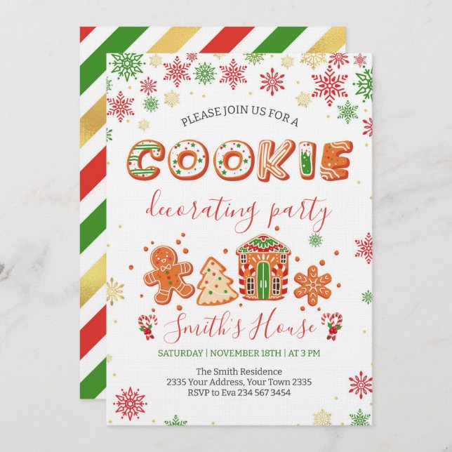 Invitation Christmas Cookie Decorating Party (Devant / Derrière)