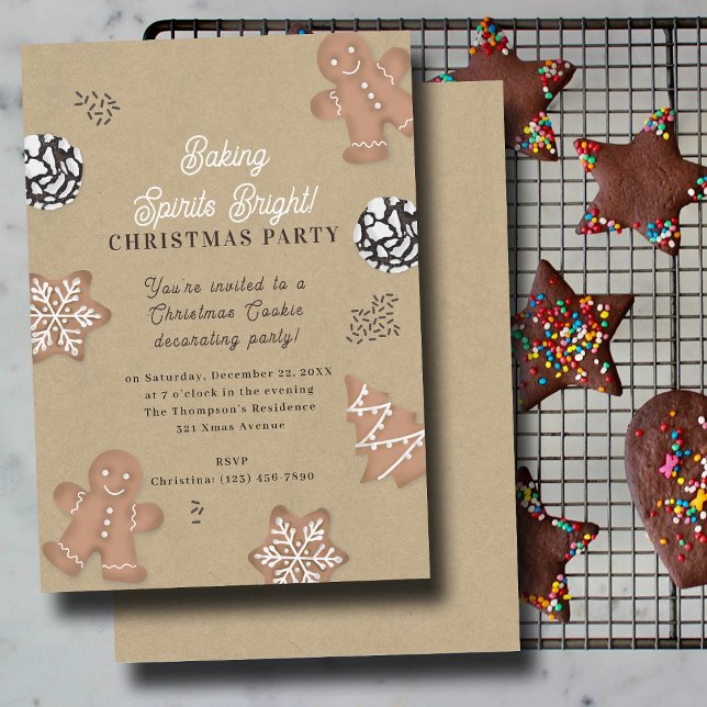 Invitation Christmas Cookie Decorating Party Kraft (Christmas Cookie Decorating Party Kraft Invitation)